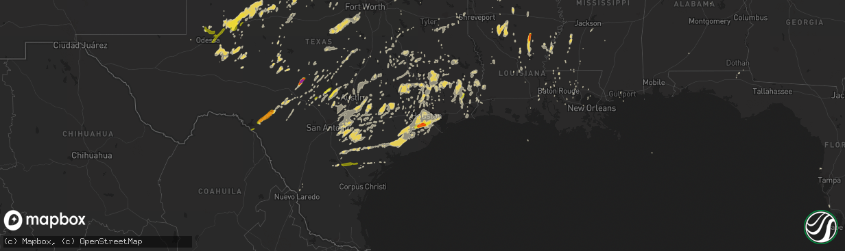 Hail map on May 25, 2015