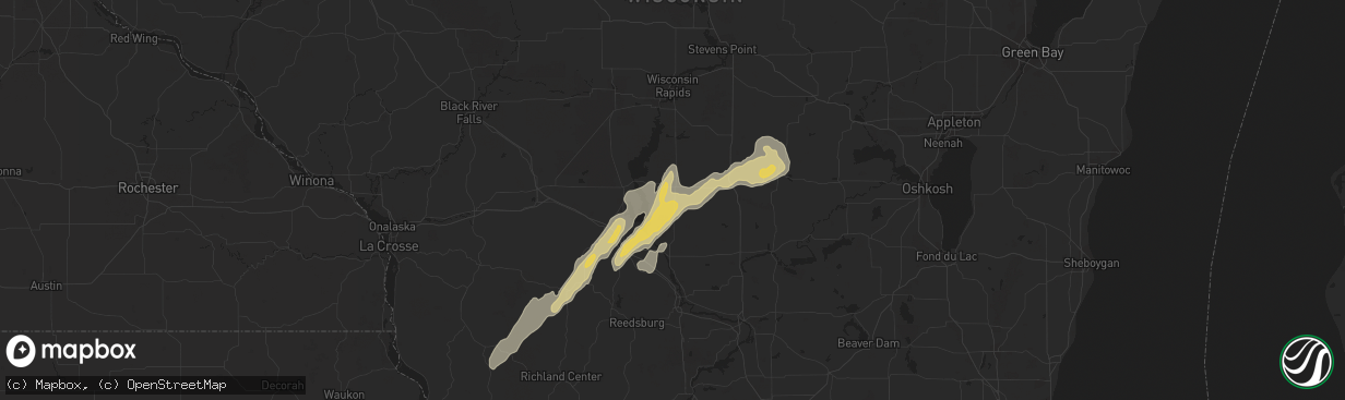 Hail map in Friendship, WI on May 25, 2016