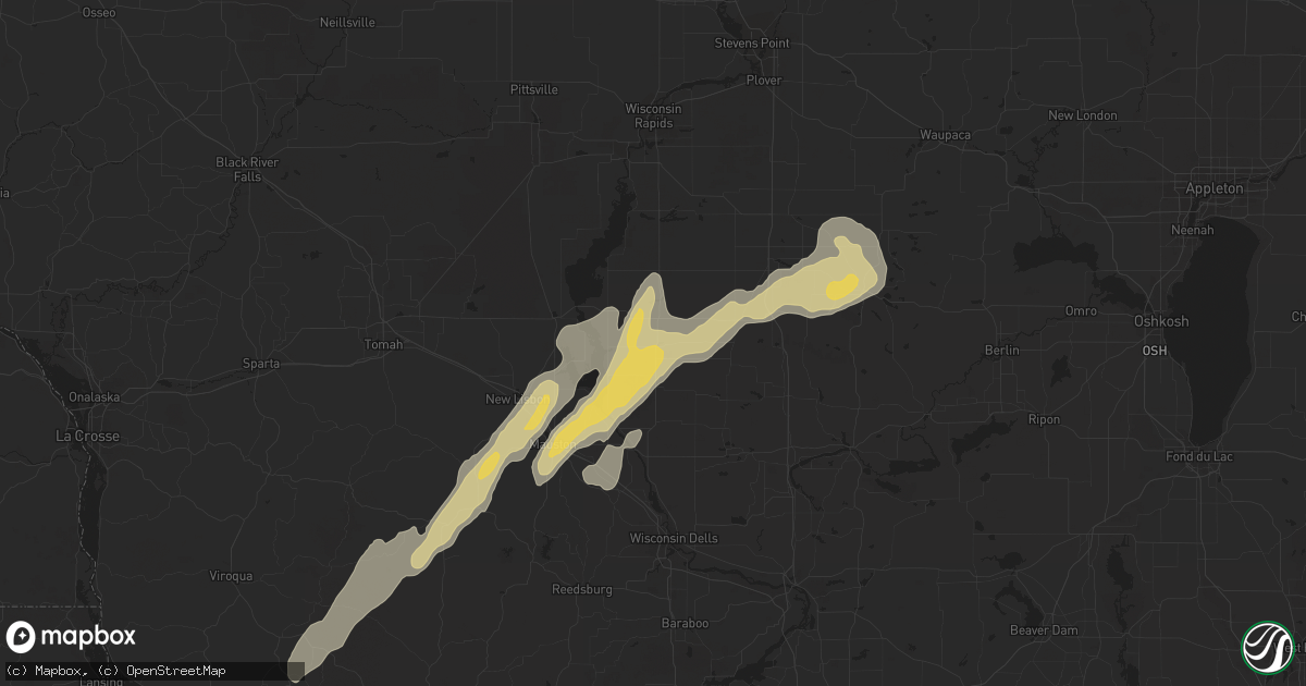 Hail map in Friendship, WI on May 25, 2016