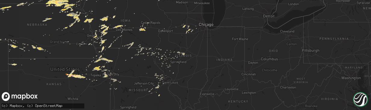 Hail map in Illinois on May 25, 2016