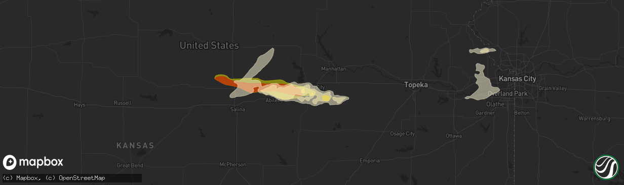 Hail map in Junction City, KS on May 25, 2016