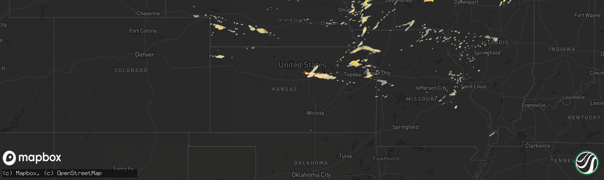 Hail map in Kansas on May 25, 2016