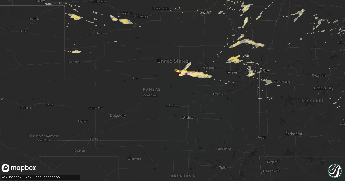 Hail map in Kansas on May 25, 2016