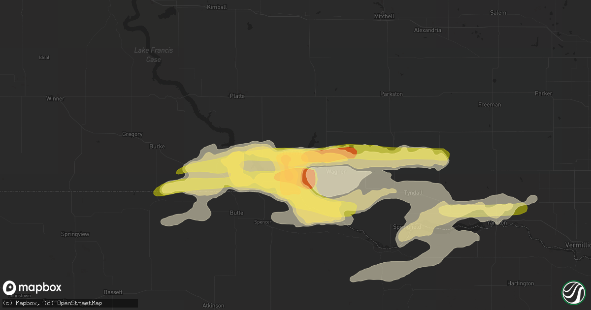 Hail map in Lake Andes, SD on May 25, 2016