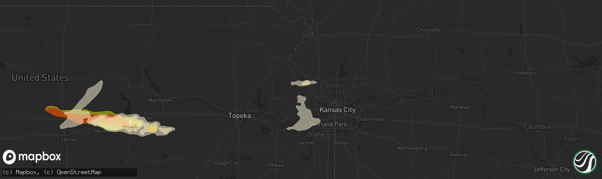 Hail map in Leavenworth, KS on May 25, 2016