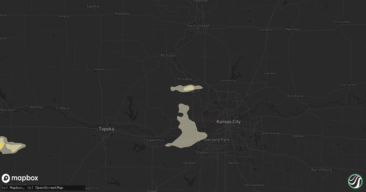 Hail map in Leavenworth, KS on May 25, 2016