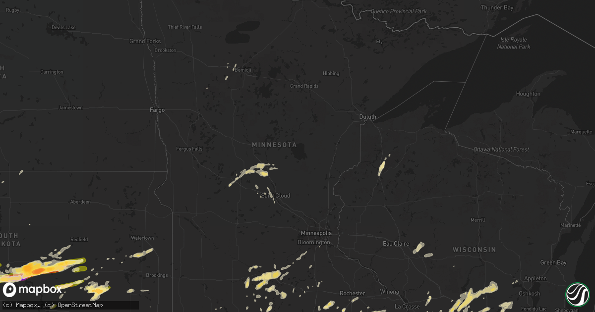Hail map in Minnesota on May 25, 2016