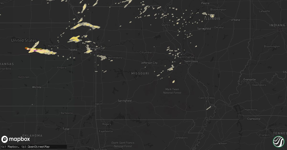 Hail map in Missouri on May 25, 2016