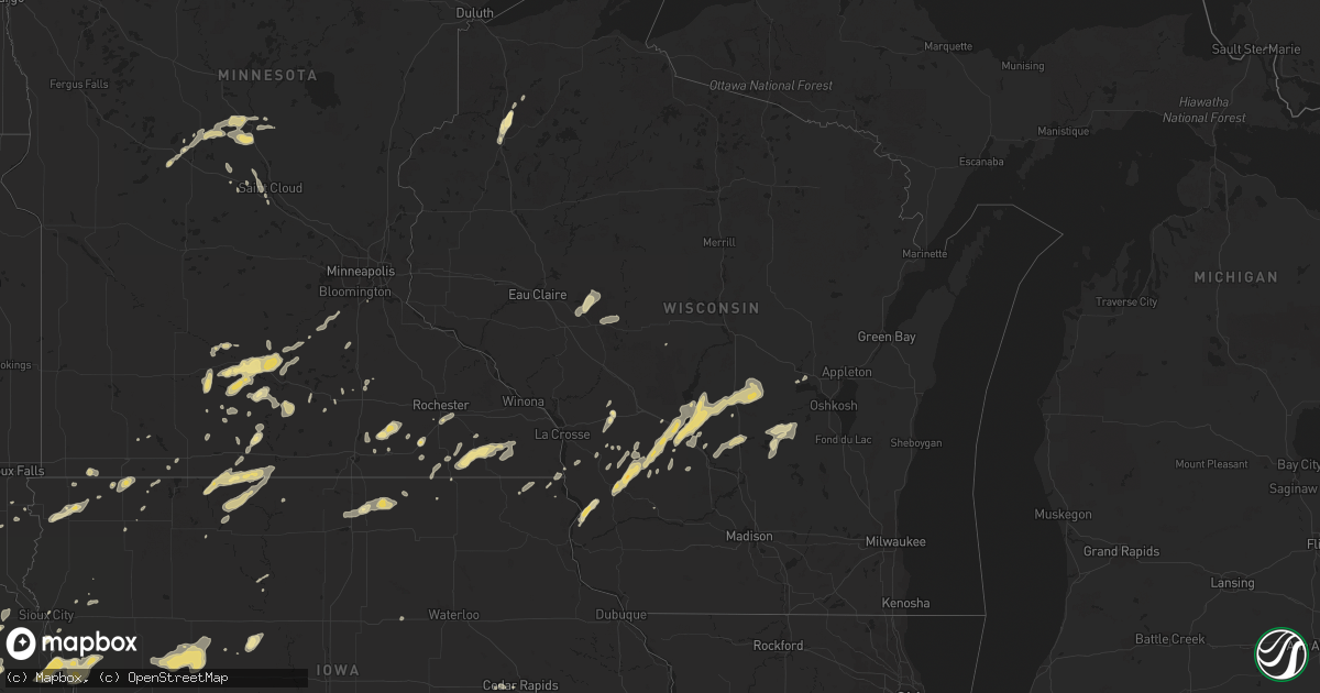 Hail map in Wisconsin on May 25, 2016