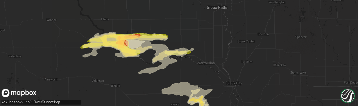 Hail map in Yankton, SD on May 25, 2016