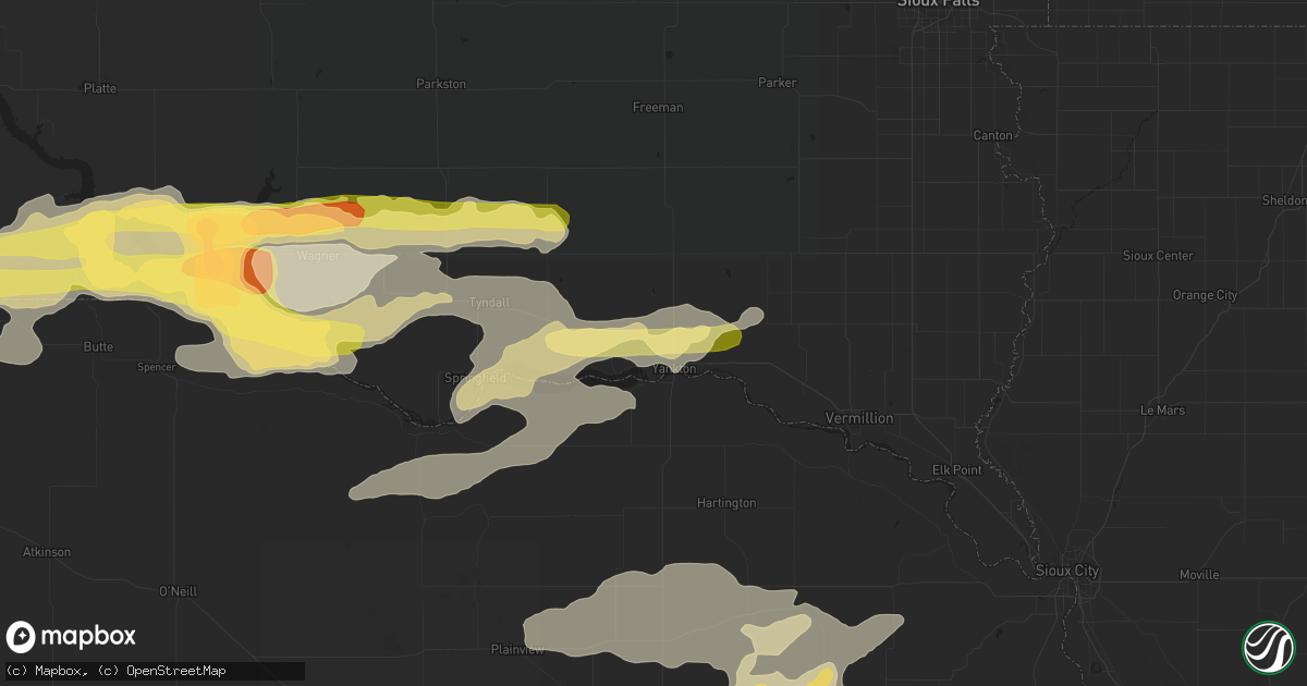 Hail map in Yankton, SD on May 25, 2016