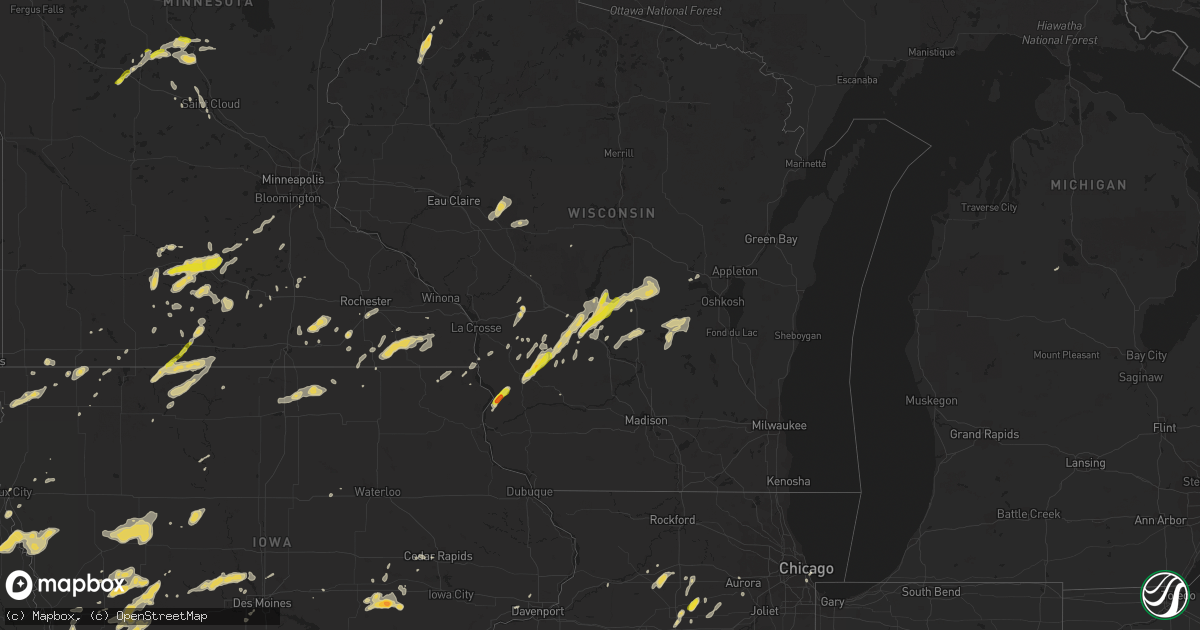 Hail map on May 25, 2016