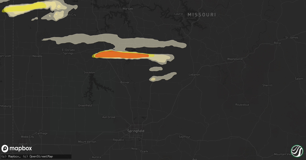 Hail map in Buffalo, MO on May 25, 2017