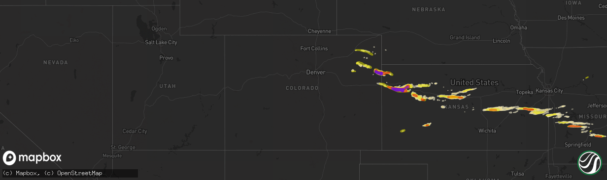 Hail map in Colorado on May 25, 2017