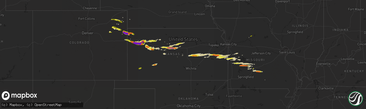 Hail map in Kansas on May 25, 2017