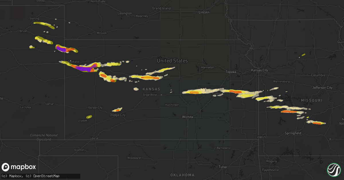 Hail map in Kansas on May 25, 2017