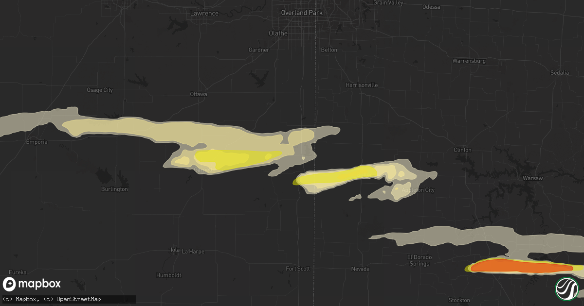 Hail map in La Cygne, KS on May 25, 2017