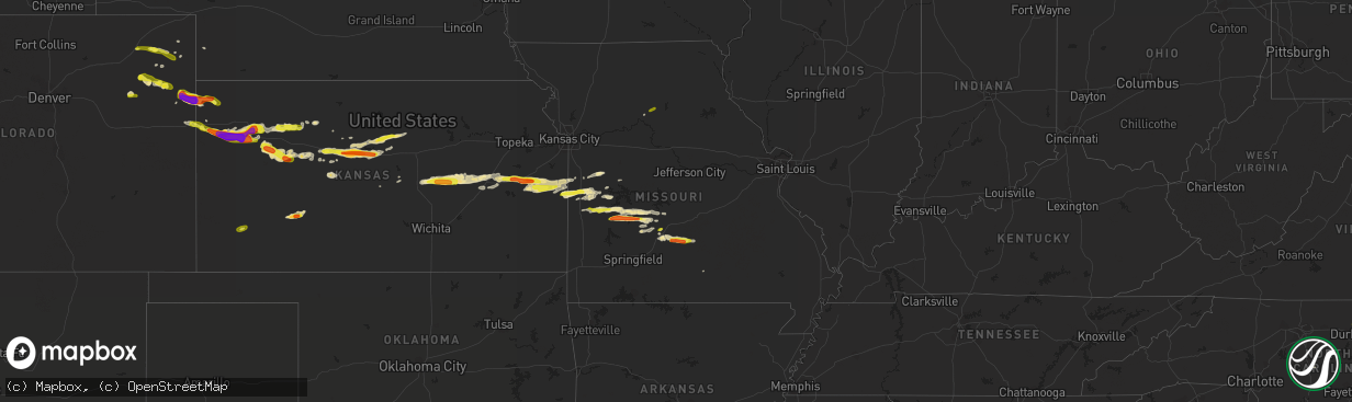 Hail map in Missouri on May 25, 2017