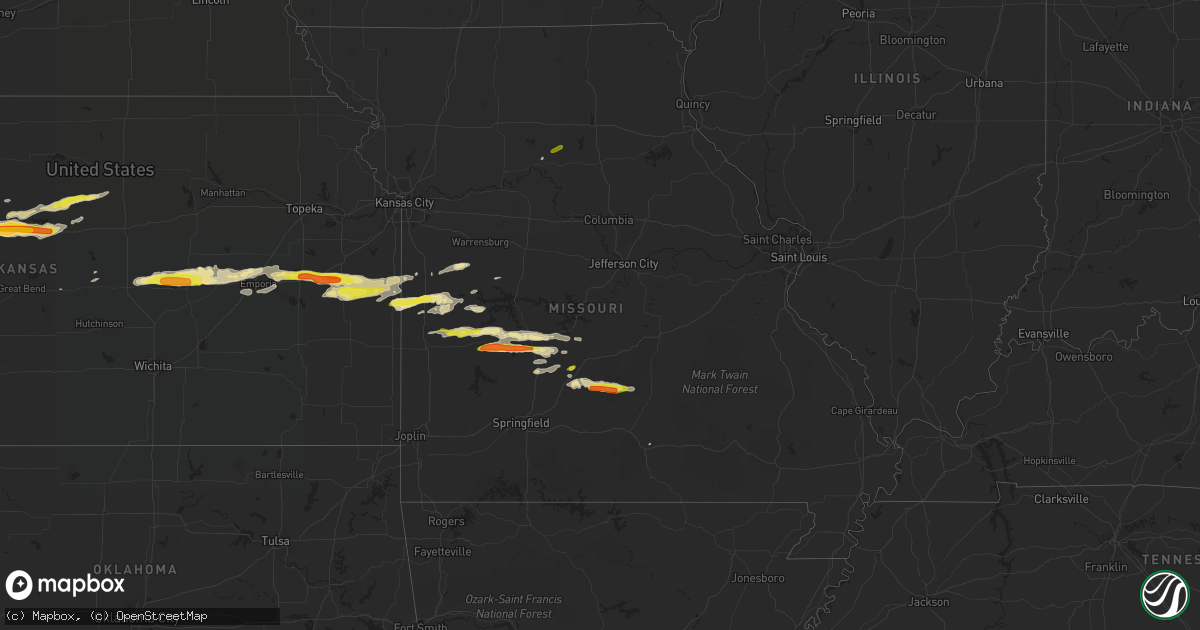 Hail map in Missouri on May 25, 2017