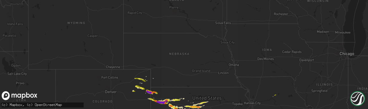 Hail map in Nebraska on May 25, 2017