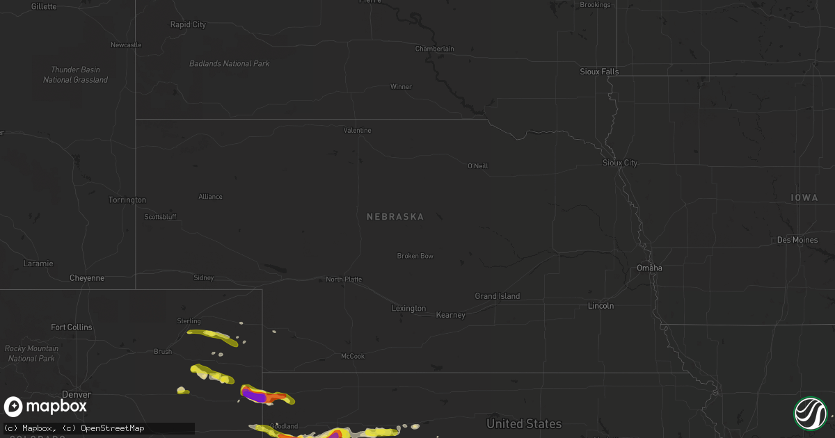 Hail map in Nebraska on May 25, 2017