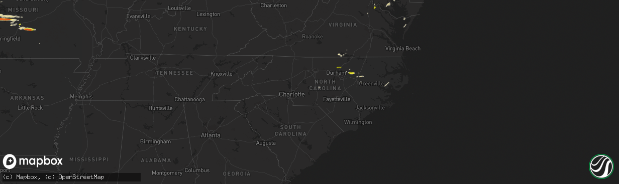 Hail map in North Carolina on May 25, 2017