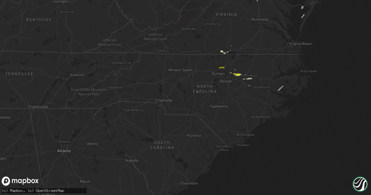 Hail map in North Carolina on May 25, 2017