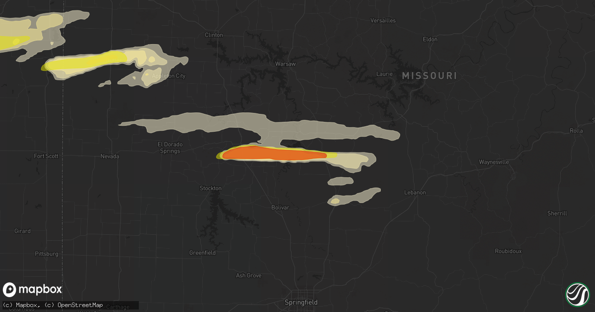 Hail map in Pittsburg, MO on May 25, 2017