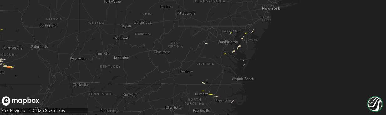 Hail map in Virginia on May 25, 2017