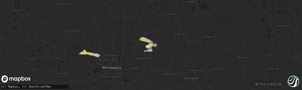 Hail map in Amery, WI on May 25, 2018