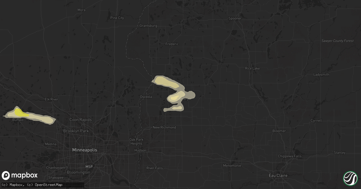 Hail map in Amery, WI on May 25, 2018