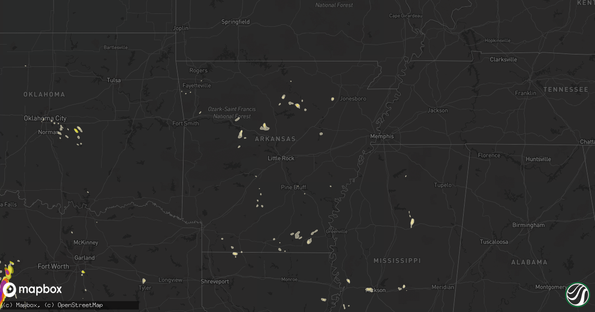 Hail map in Arkansas on May 25, 2018