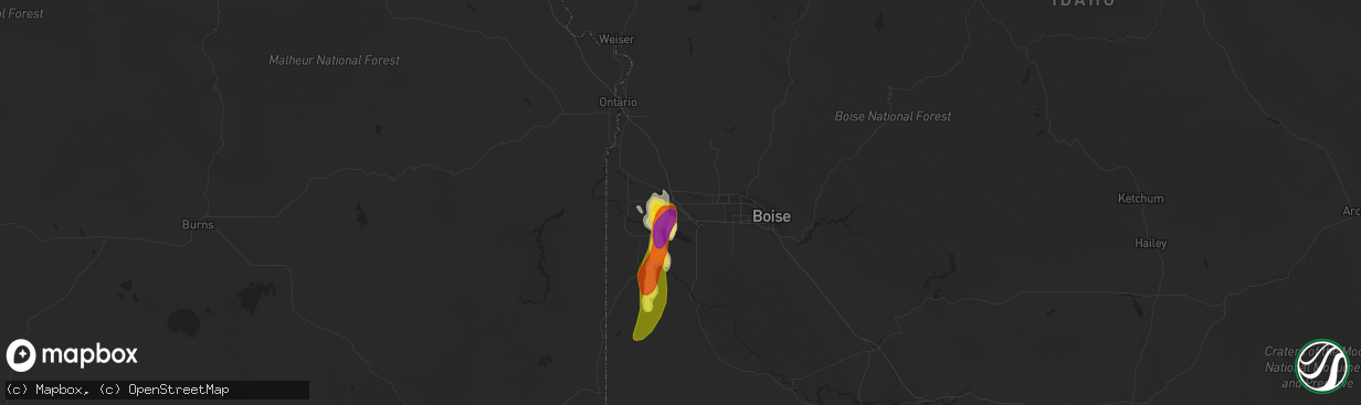 Hail map in Caldwell, ID on May 25, 2018