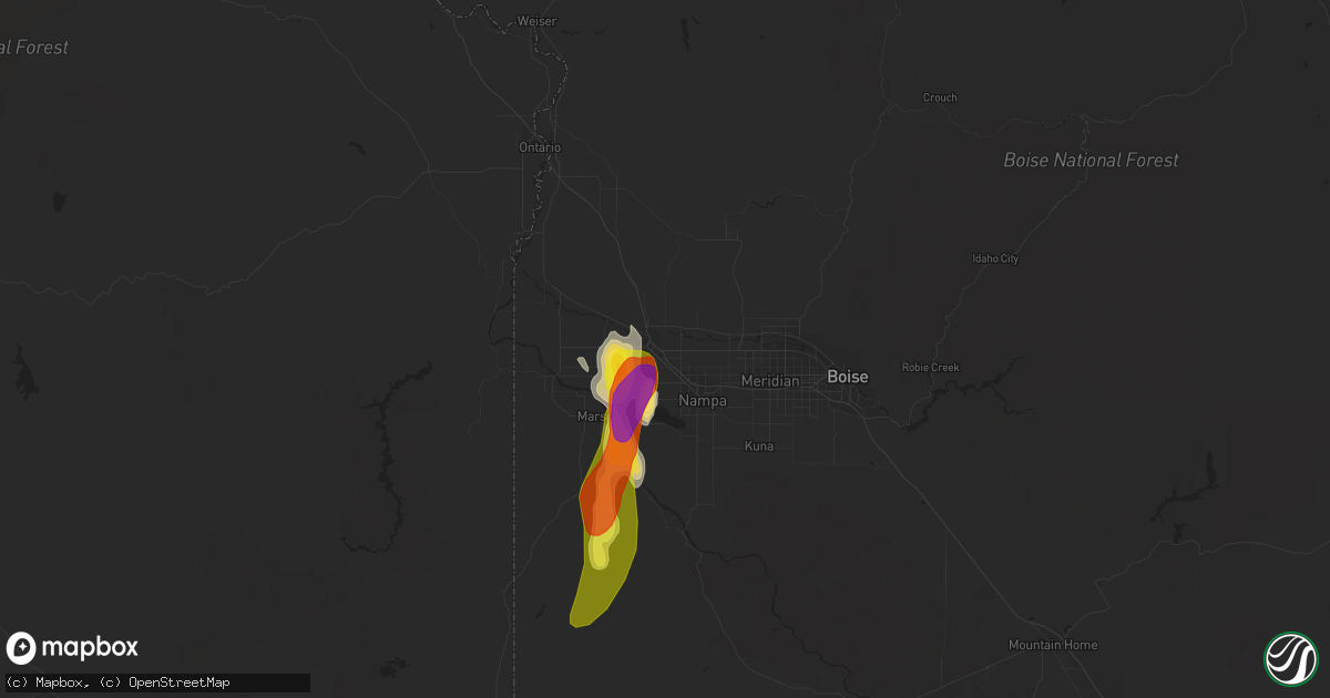 Hail map in Caldwell, ID on May 25, 2018