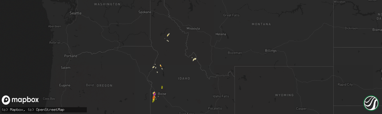 Hail map in Idaho on May 25, 2018