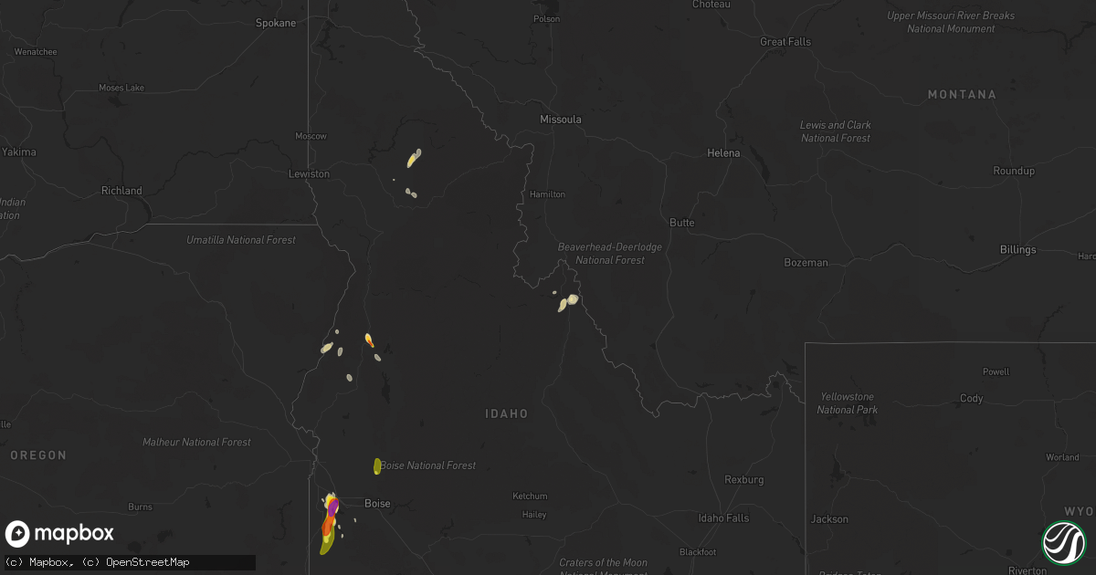 Hail map in Idaho on May 25, 2018