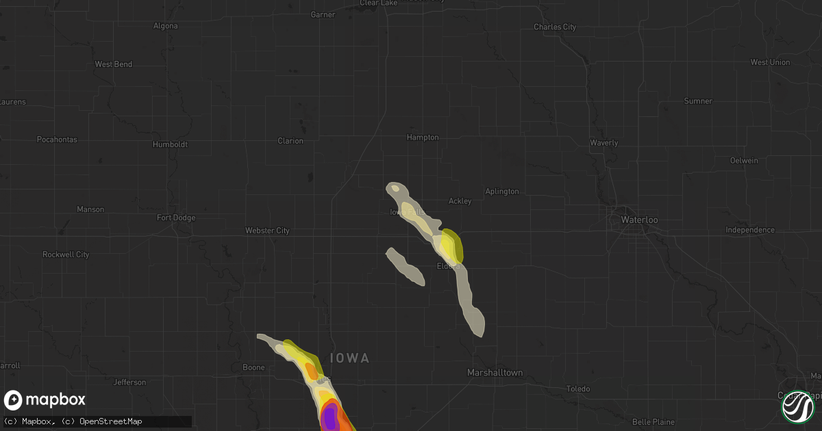 Hail map in Iowa Falls, IA on May 25, 2018