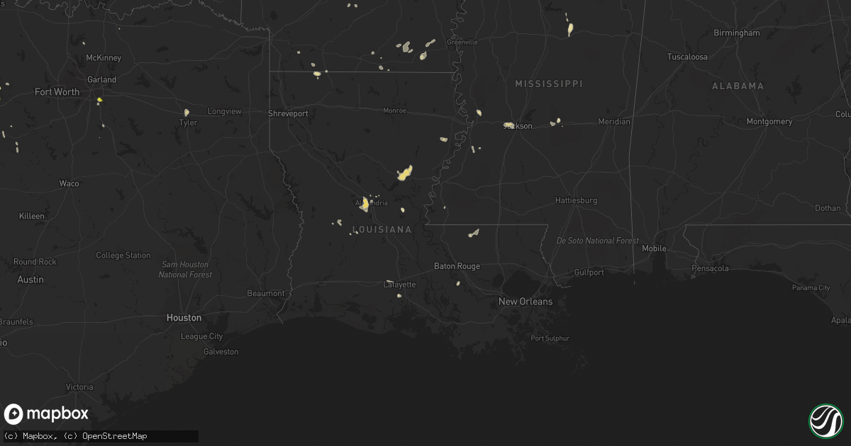 Hail map in Louisiana on May 25, 2018