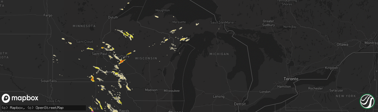 Hail map in Michigan on May 25, 2018