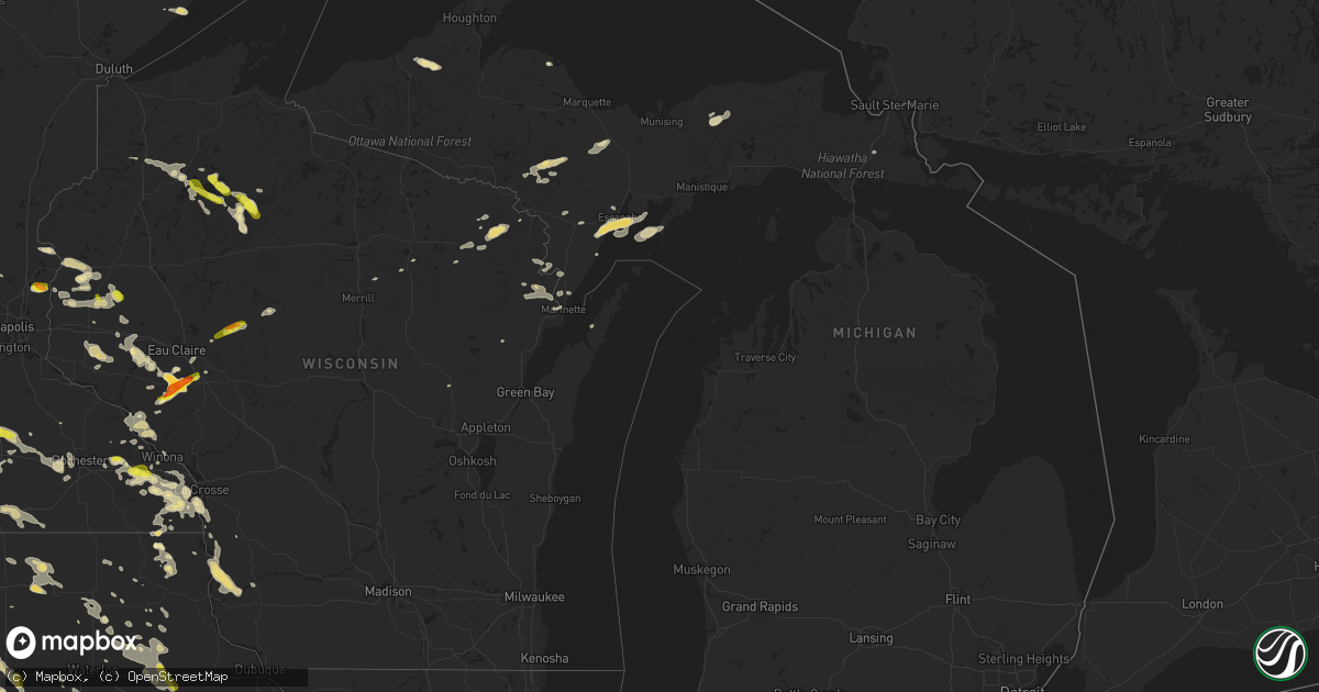 Hail map in Michigan on May 25, 2018