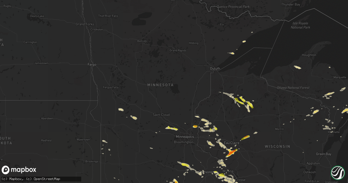 Hail map in Minnesota on May 25, 2018