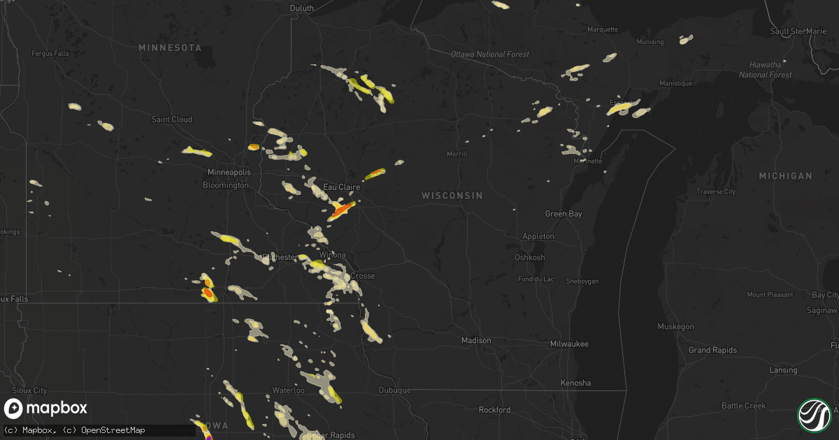 Hail map in Wisconsin on May 25, 2018