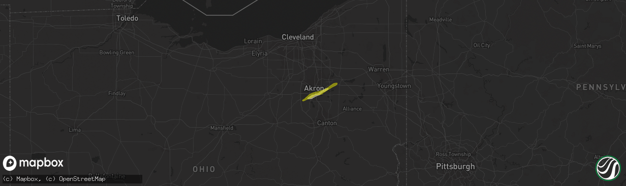 Hail map in Akron, OH on May 25, 2019