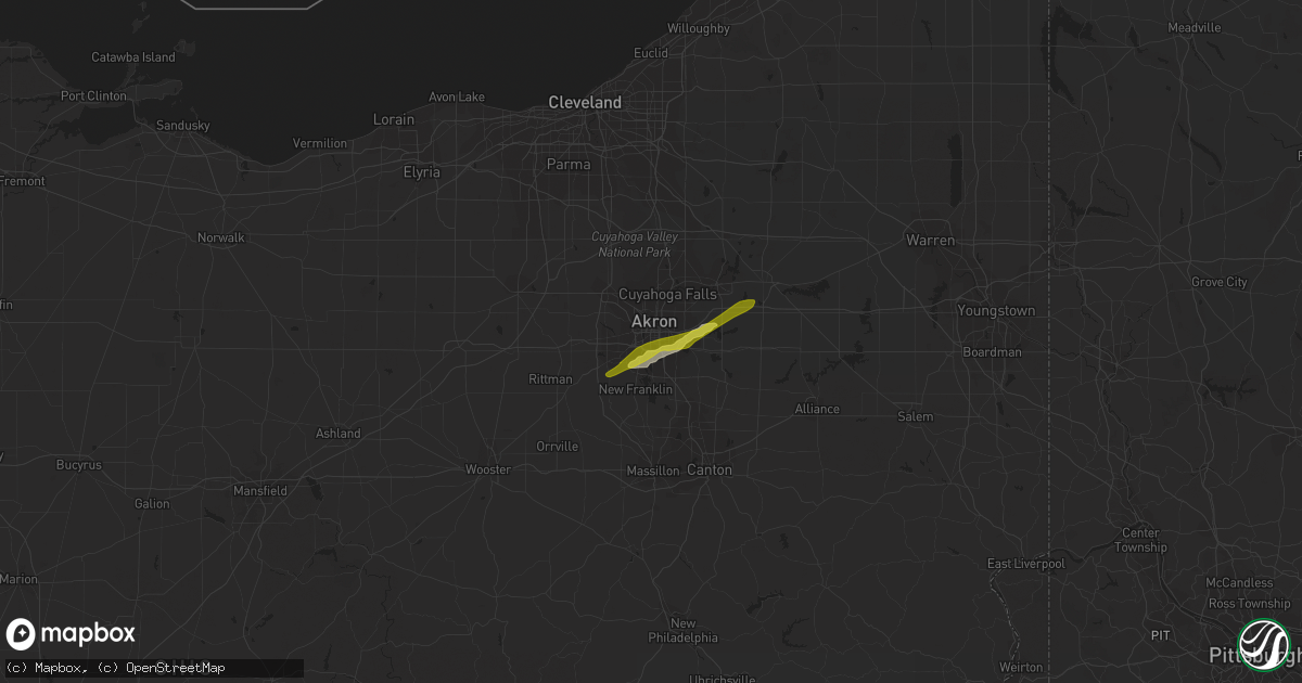 Hail map in Akron, OH on May 25, 2019