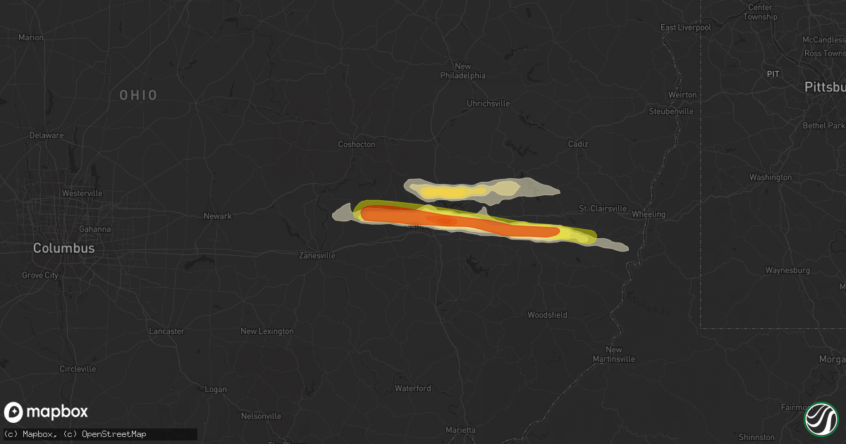 Hail map in Cambridge, OH on May 25, 2019