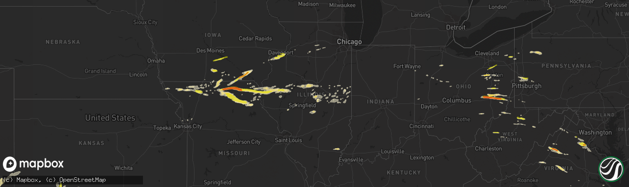 Hail map in Illinois on May 25, 2019