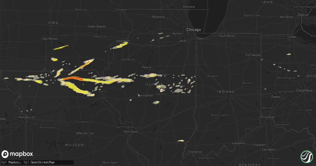 Hail map in Illinois on May 25, 2019