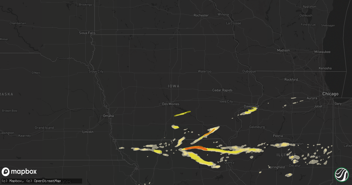 Hail map in Iowa on May 25, 2019