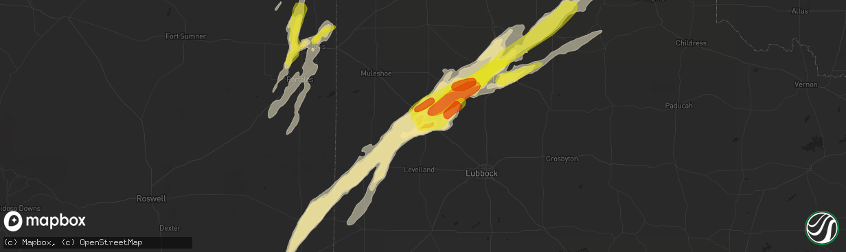 Hail map in Littlefield, TX on May 25, 2019