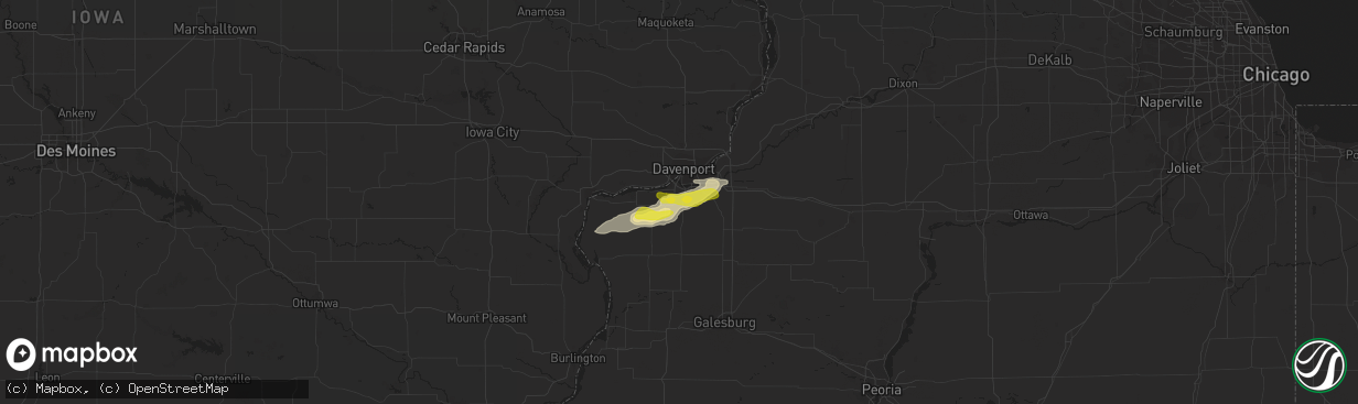 Hail map in Milan, IL on May 25, 2019